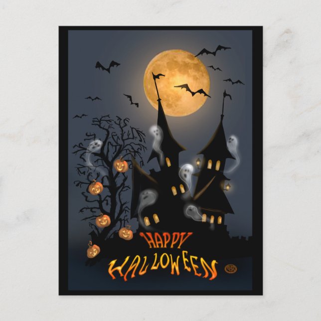 Halloween  Night Haunted Vampire Castle postcard (Front)