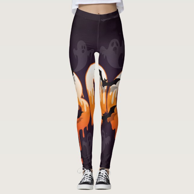 Halloween Night Illustration Leggings (Front)