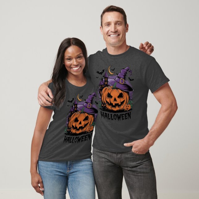 Halloween Night Magic: Jack-o'-Lantern Witch T-Shirt (Unisex)