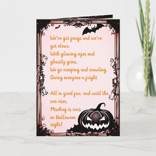 Halloween Night Mischief Rhyme Holiday Card (Front)