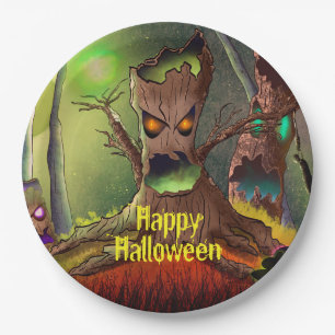 Halloween Night Monster Tree Paper Plate