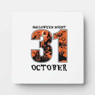 Halloween Night October Haunted House Witch Pumpki Plaque