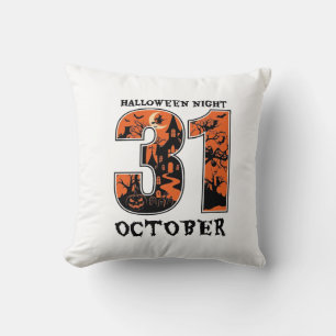 Halloween Night October Haunted House Witch Pumpki Throw Pillow