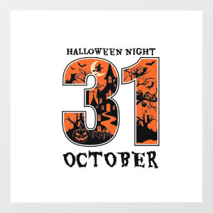 Halloween Night October Haunted House Witch Pumpki Window Cling