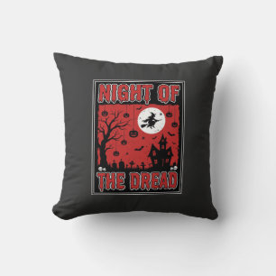 Halloween Night of the Dread Haunted House Throw Pillow