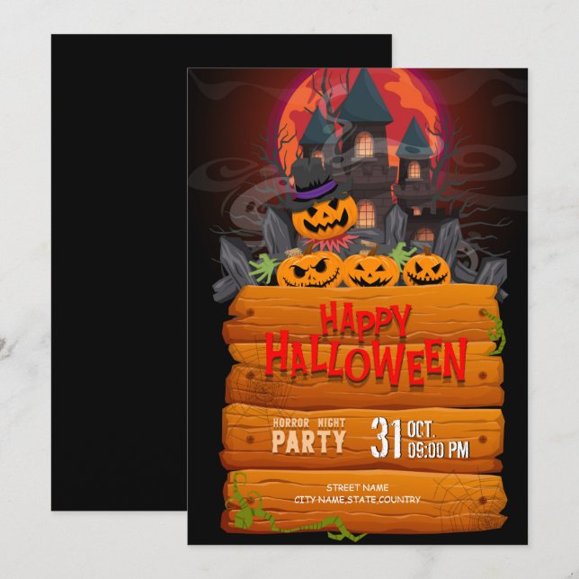 Halloween Night Party Invitation (Front/Back)