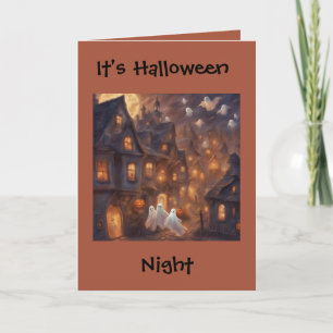 Halloween Night Poem when ghosts fly Greeting Card
