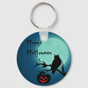 Halloween Night Pumpkin Owl Keychain