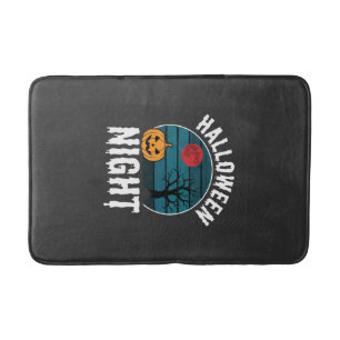 Halloween Night Pumpkin Tree Vector Bath Mat
