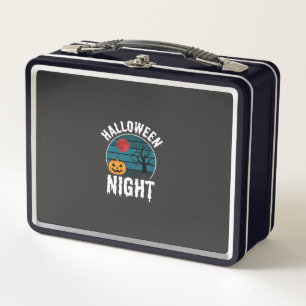Halloween Night Pumpkin Tree Vector Metal Lunch Box