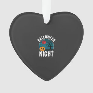 Halloween Night Pumpkin Tree Vector Ornament