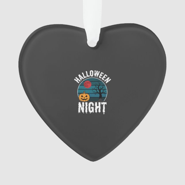 Halloween Night Pumpkin Tree Vector Ornament (Front)