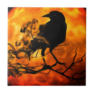 Halloween night raven tile