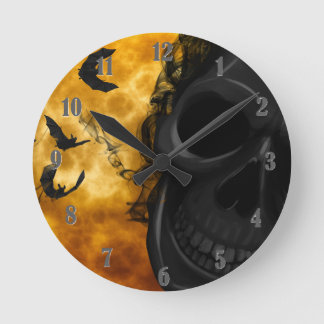 Halloween night round clock