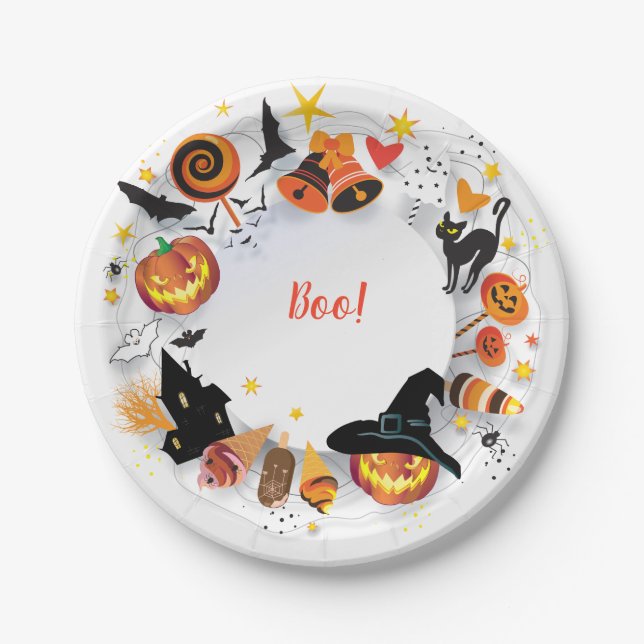 Halloween Night Selebration, Carnival, Trendy Paper Plate (Front)