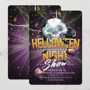 Halloween Night Show Disco Skull Invitation