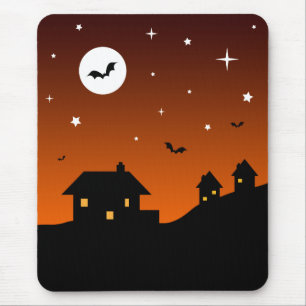 Halloween Night Sky Silhouette Mouse Pad