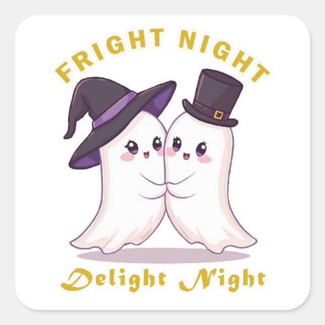 Halloween night square sticker (Front)