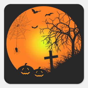 Halloween night square sticker