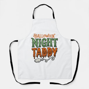 Halloween Night Taddy Vintage Witch Broom Shirt De Apron