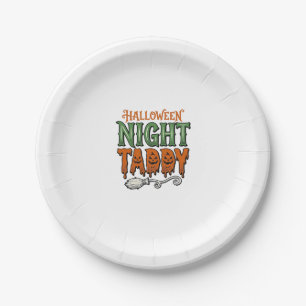 Halloween Night Taddy Vintage Witch Broom Shirt De Paper Plate