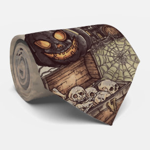 Halloween Night : The Scary Black Pumpkin Guards Tie