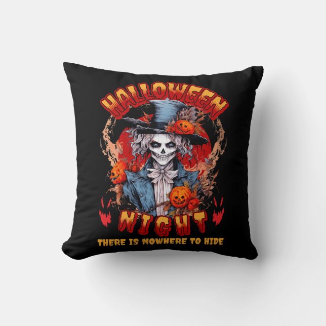 Halloween Night There Is Nowhere To Hide Throw Pillow (Front)