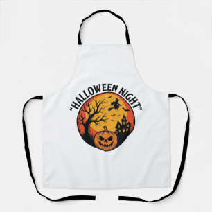 Halloween Night Vintage Engraving Spooky Scene T-S Apron