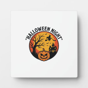 Halloween Night Vintage Engraving Spooky Scene T-S Plaque