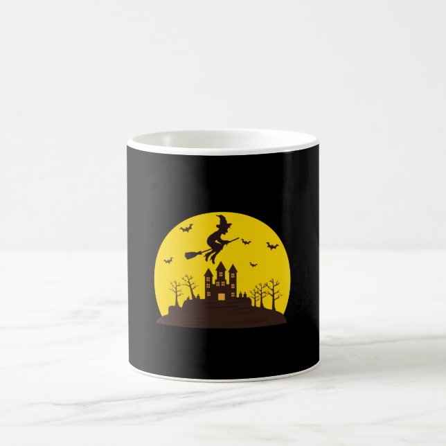Halloween night witch haunted house gift coffee mug (Center)