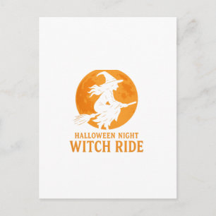 Halloween Night Witch Ride Postcard