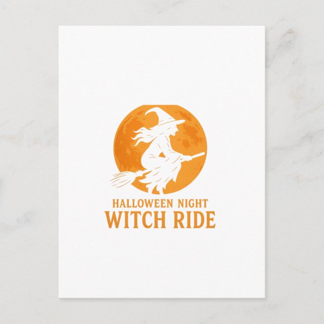 Halloween Night Witch Ride Postcard (Front)