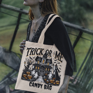 Halloween night: witches and pumpkins tote bag