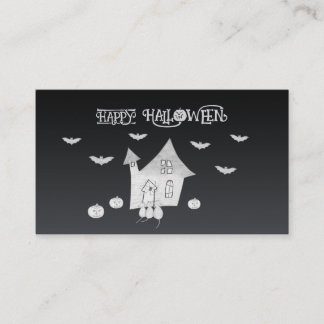 Halloween night with Haunted House, Bats, Pumpkins Business Card