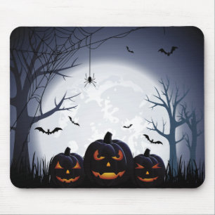 Halloween Night with Pumpkins & Flying Bats Mouse Pad