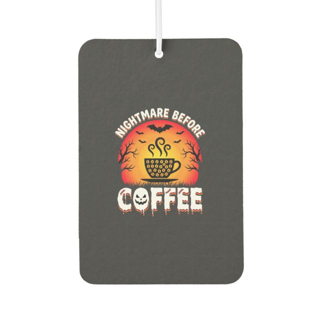 Halloween Nightmare Before Coffee Bat Sunset Graph Air Freshener (Front)