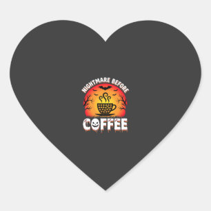 Halloween Nightmare Before Coffee Bat Sunset Graph Heart Sticker
