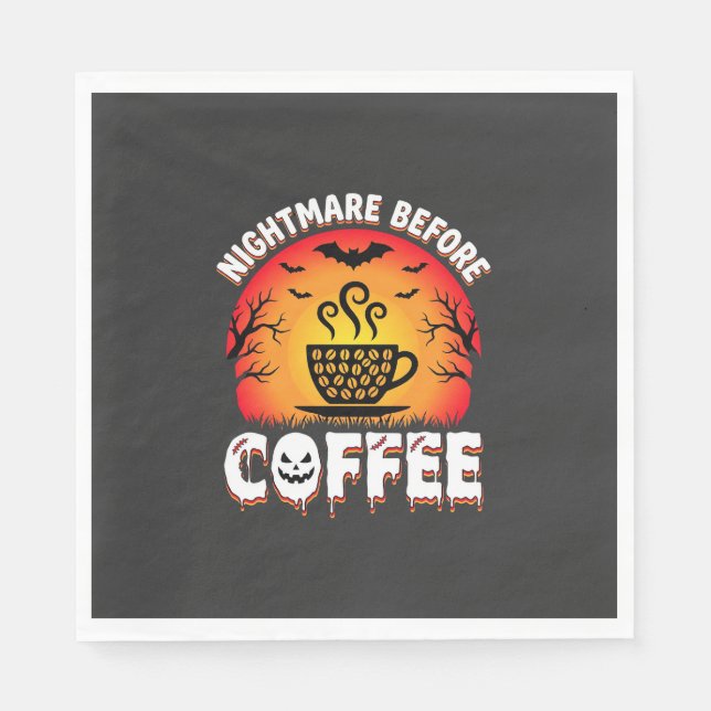 Halloween Nightmare Before Coffee Bat Sunset Graph Napkin (Front)