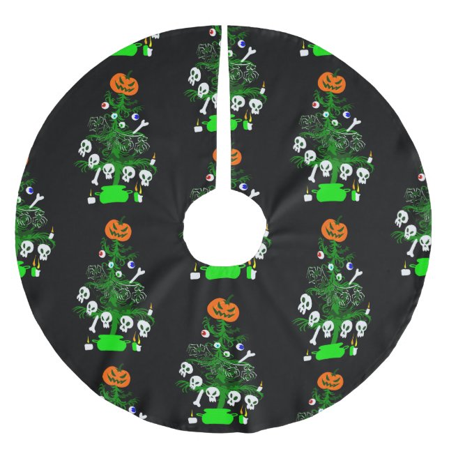 halloween nightmare christmas tree pumpkin  brushed polyester tree skirt (Front)
