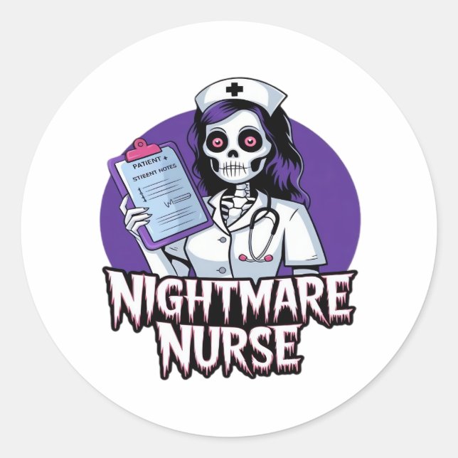 Halloween Nightmare Nurse Classic T-Shirt Classic Round Sticker (Front)