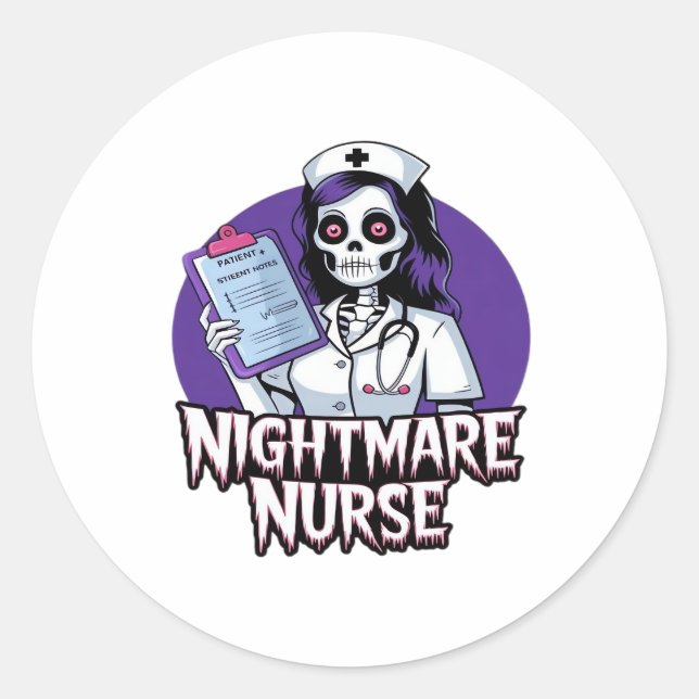 Halloween Nightmare Nurse Classic T-Shirt Classic Round Sticker (Front)