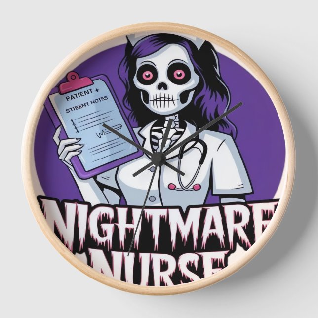 Halloween Nightmare Nurse Classic T-Shirt Clock (Front)