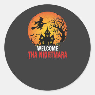 Halloween Nightmare Witch Haunted House Design Classic Round Sticker