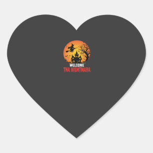Halloween Nightmare Witch Haunted House Design Heart Sticker