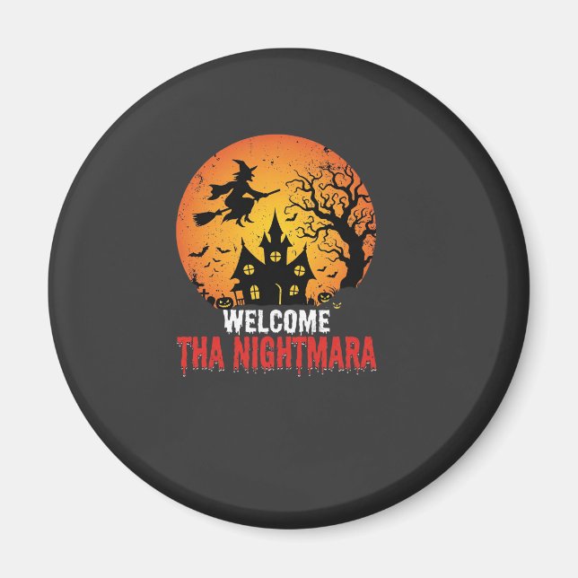 Halloween Nightmare Witch Haunted House Design Magnet (Front)
