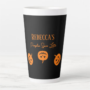 Halloween Noir et Orange Citrouille Latte Mug