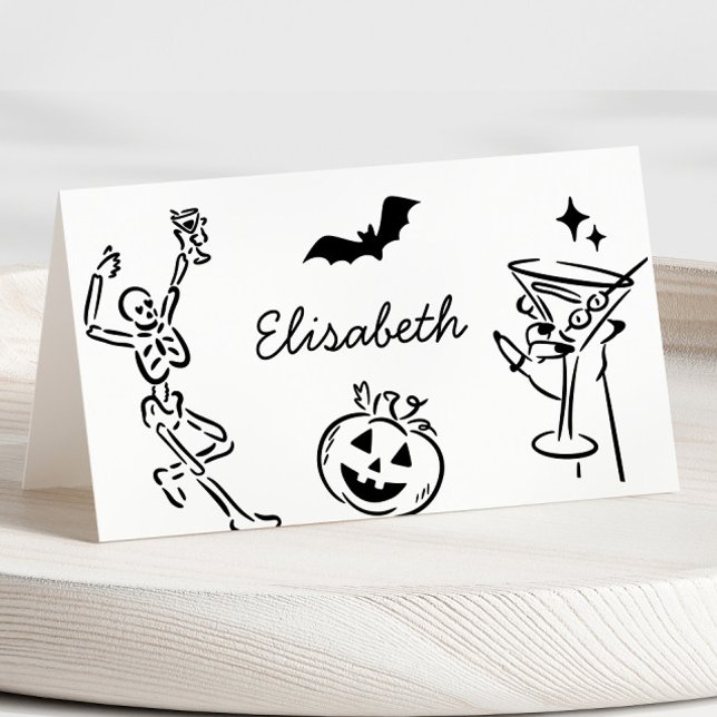 Halloween Nom de la main tiré Carte de place (Créateur téléchargé)