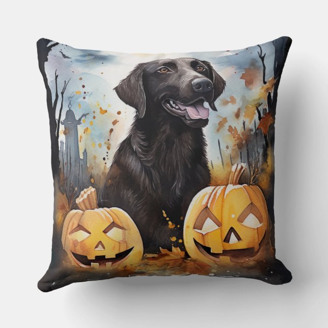 Halloween Nova Scotia With Pumpkins Scary  Throw Pillow (Back)