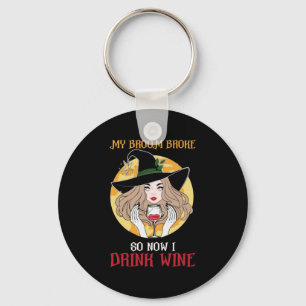 Halloween Now I Drink Wine Birthday Keychain