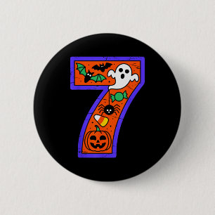 Halloween Number 7 Birthday Pumpkin Ghost Sder Can 2 Inch Round Button